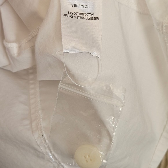 Tanya Taylor White Cotton Blend Short Puff Sleeve Wrap Blouse Sandra Top Size 14 - Picture 9 of 12